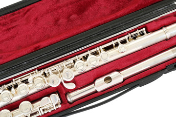 Flute in case close up