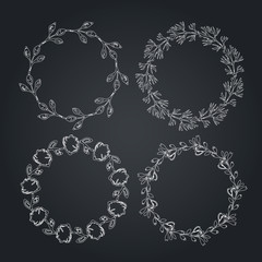 Round handdrawn wreaths.
