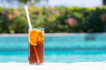 Glass of Cuba Libre cocktail