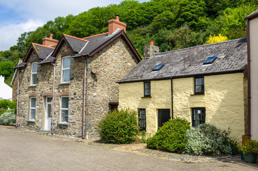 Traditional Cottages in Rural Wales - obrazy, fototapety, plakaty
