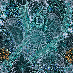 Vintage floral motif ethnic seamless background.