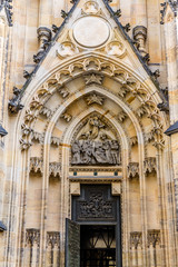 Fragment of Saint Vitus Cathedral facade. Prague, Czech Republic