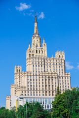 Fototapeta na wymiar Stalin skyscraper on Kudrinskaya Square, Moscow