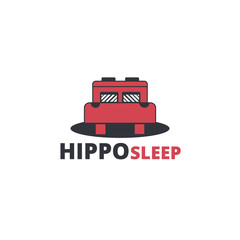 Logo vector template hippo sleep