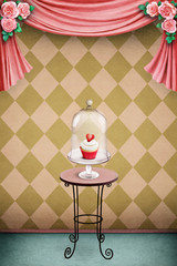 Pastel background with cake