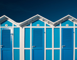 Beach cabin for sea life on Rimini beach, Italy - obrazy, fototapety, plakaty