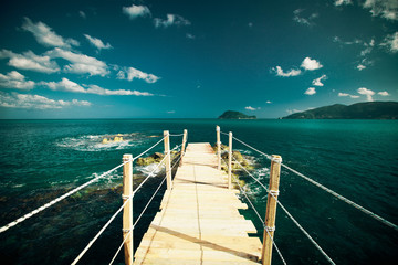 wooden bridge - sea, summer.