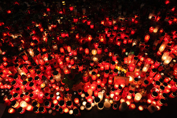 Candles alight in memoriam late Czech president Vaclav Havel