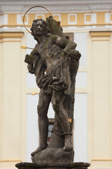 Saint Sebastian. Baroque statue in Hradec Kralove, Czech Republi