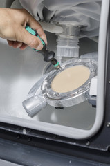 Dental resin prototype. Dental milling machine.