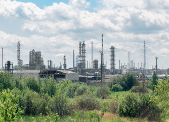 Fototapeta premium huge industrial factory on the background of virgin nature