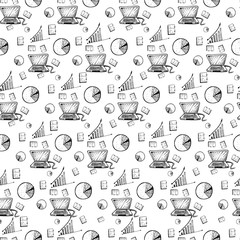 hand drawn doodles seamless business pattern