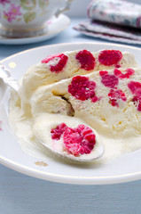 Raspberry ice-cream dessert semifreddo