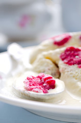 Raspberry ice-cream dessert semifreddo