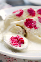 Raspberry ice-cream dessert semifreddo