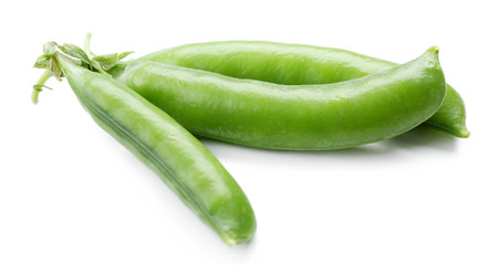 Fresh green peas isolated on white