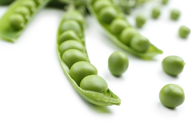 Fresh green peas close up