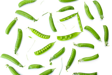 Fresh green peas close up