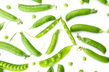 Fresh green peas close up