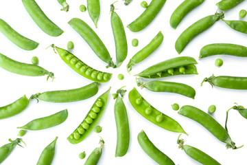 Fresh green peas close up