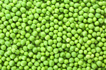 Heap of fresh green peas close up