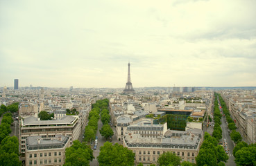 Fototapeta premium Eiffel Tower landmark, view from Arc de Triomphe. Paris .