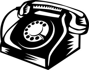 Telephone Vintage Woodcut