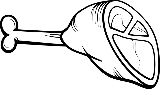 Ham Meat Cartoon Coloring Page