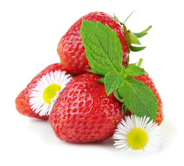 Red ripe strawberries, isolated on white