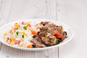 Vegetable beef fried rice