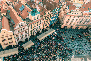 Aerial view to Old Town in Prague, Czech Republic