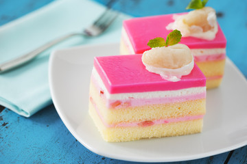 pink lychee mousse cake