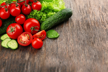Fresh vegetables on wooden background