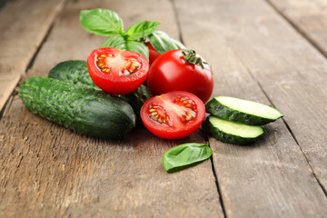 Fresh vegetables on wooden background