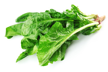 Fresh spinach leaves isolated on white