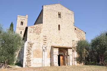 Fototapeta na wymiar Abbazia di Sant Antimo, Benedictine monastery Montalcino, Tuscany, Italy
