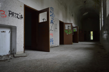The corridor of the abandoned asylum.