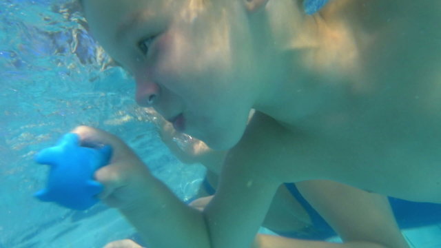Family Playing Under Water