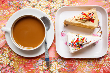 Hot coffee and cake for break.