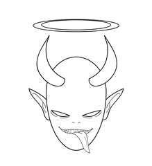 The Devil (black&white), a hand drawn vector illustration of a devil in black and white, great for tattoo design, coloring book object, etc.