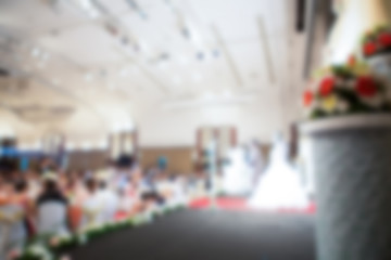 Fototapeta premium Abstract blur wedding cake in wedding event