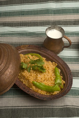 Turkish traditional food bulgur, lentils and buttermilk