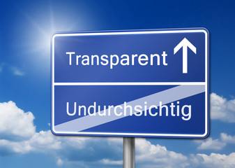 Transparent statt undurchsichtig Schild blau