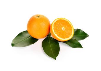 fresh orange on white background