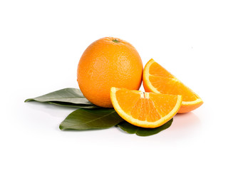 Fresh orange on white background
