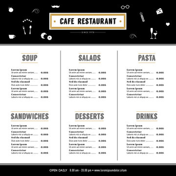 Restaurant Menu Design Hipster Template layout with text graphic element