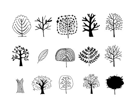 Set of art trees design