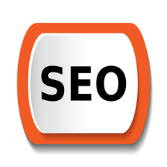 Round vector icon with the word SEO
