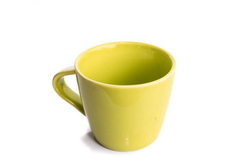 Green cup isolated on white background