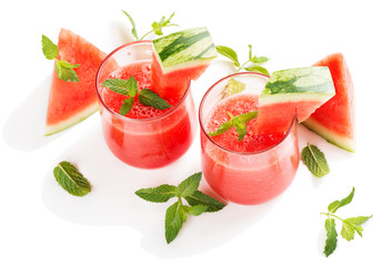 Fresh watermelon juice in the glass.